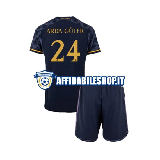 Maglia Real Madrid Arda Guler 24 2023-2024 Bambino 3-13 anni Manica Corta, Gara Away