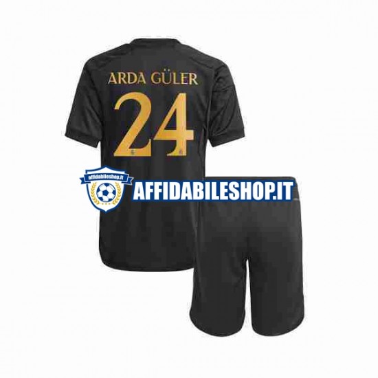 Maglia Real Madrid Arda Guler 24 2023-2024 Bambino 3-13 anni Manica Corta, Gara Terza