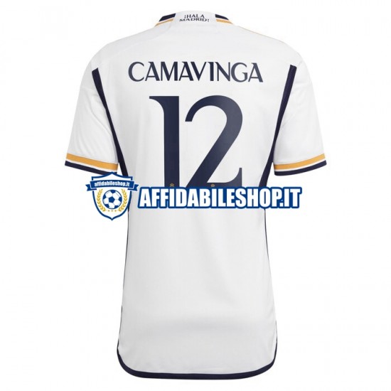 Maglia Real Madrid Camavinga 12 2023-2024 Uomo Manica Corta, Gara Home