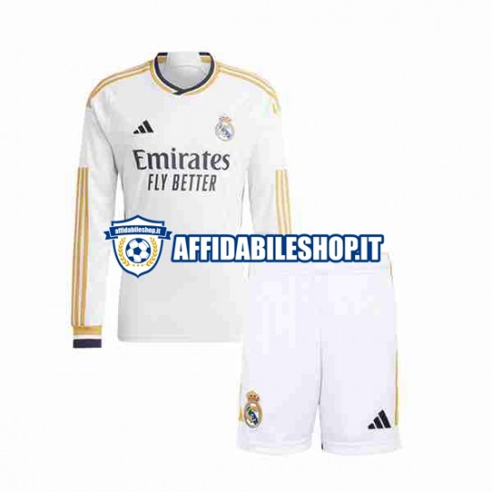 Maglia Real Madrid 2023-2024 Bambino 3-13 anni Manica Lunga, Gara Home