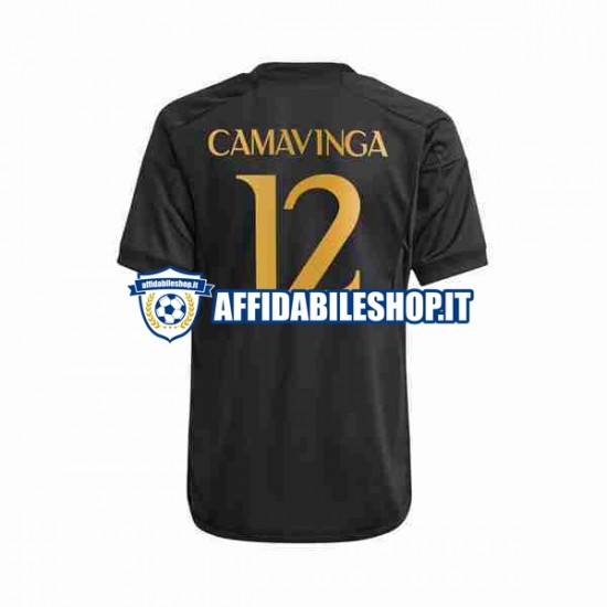 Maglia Real Madrid Eduardo Camavinga 12 2023-2024 Uomo Manica Corta, Gara Terza