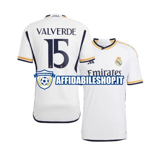 Maglia Real Madrid Federico Valverde 15 2023-2024 Uomo Manica Corta, Gara Home