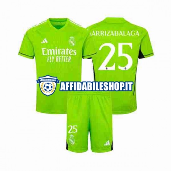 Maglia Real Madrid Portiere Kepa Arrizabalaga 25 2023-2024 Bambino 3-13 anni Manica Corta, Gara Home