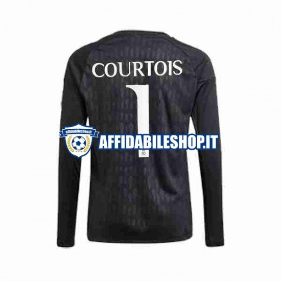 Maglia Real Madrid Portiere Thibaut Courtois 1 2023-2024 Uomo Manica Lunga, Gara Away