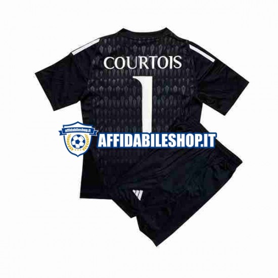 Maglia Real Madrid Portiere Thibaut Courtois 1 2023-2024 Bambino 3-13 anni Manica Corta, Gara Away