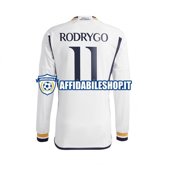 Maglia Real Madrid Rodrygo Goes 11 2023-2024 Uomo Manica Lunga, Gara Home