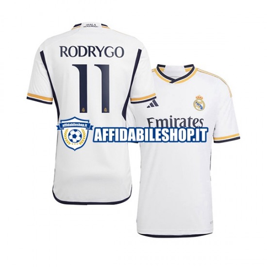 Maglia Real Madrid Rodrygo Goes 11 2023-2024 Uomo Manica Corta, Gara Home