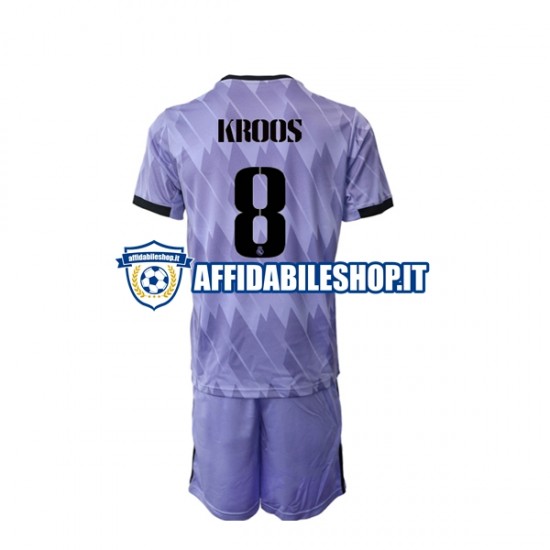 Maglia Real Madrid Toni Kroos 8 2022-2023 Bambino 3-13 anni Manica Corta, Gara Away