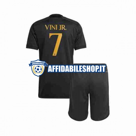 Maglia Real Madrid Vini Jr 7 2023-2024 Bambino 3-13 anni Manica Corta, Gara Terza