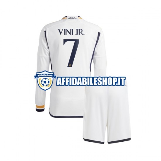 Maglia Real Madrid Vinicius Junior 7 2023-2024 Bambino 3-13 anni Manica Lunga, Gara Home