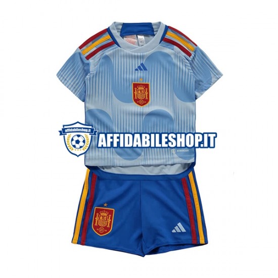 Maglia Spagna World Cup 2022 Bambino 3-13 anni Manica Corta, Gara Away