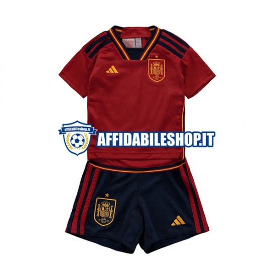 Maglia Spagna World Cup 2022 Bambino 3-13 anni Manica Corta, Gara Home