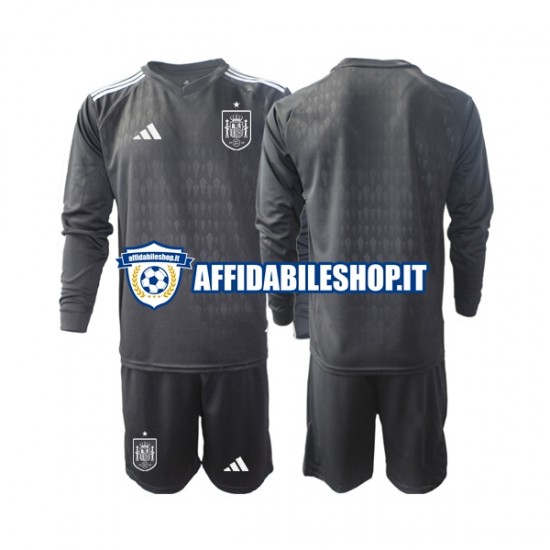 Maglia Spagna Portiere 2022 Bambino 3-13 anni Manica Lunga, Gara Home