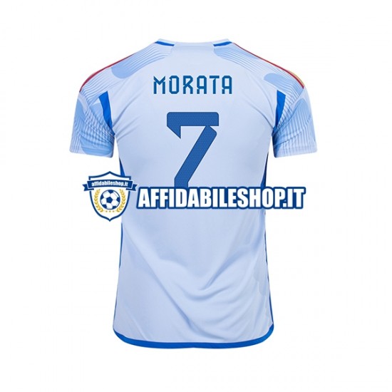 Maglia Spagna MORATA 7 World Cup 2022 Uomo Manica Corta, Gara Away