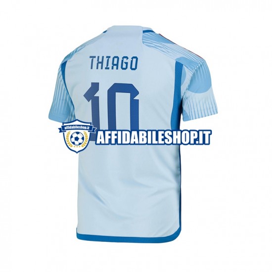 Maglia Spagna Thiago 10 World Cup 2022 Uomo Manica Corta, Gara Away