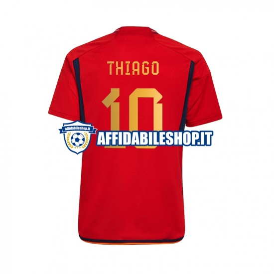 Maglia Spagna Thiago 10 World Cup 2022 Uomo Manica Corta, Gara Home