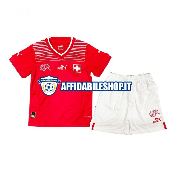 Maglia Svizzera World Cup 2022 Bambino 3-13 anni Manica Corta, Gara Home