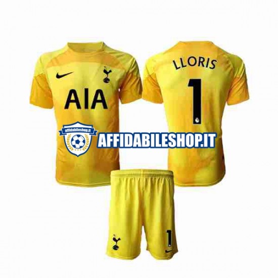 Maglia Tottenham Hotspur Portiere Hugo Lloris 1 2022-2023 Bambino 3-13 anni Manica Corta, Gara Home