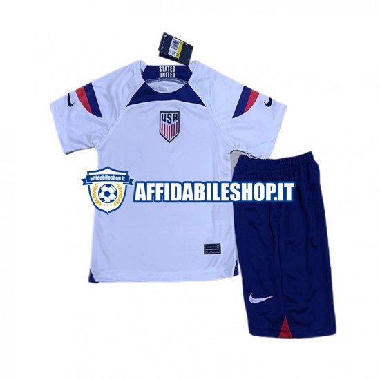 Maglia Stati Uniti World Cup 2022 Bambino 3-13 anni Manica Corta, Gara Home