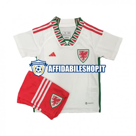 Maglia Galles World Cup 2022 Bambino 3-13 anni Manica Corta, Gara Away