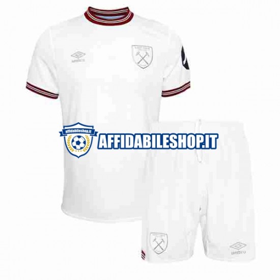 Maglia West Ham United 2023-2024 Bambino 3-13 anni Manica Corta, Gara Away