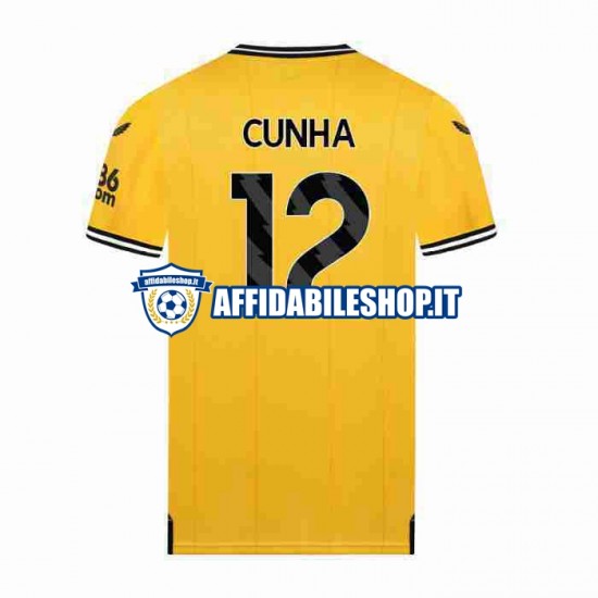 Maglia Wolverhampton Wanderers CUNHA 12 2023-2024 Uomo Manica Corta, Gara Home