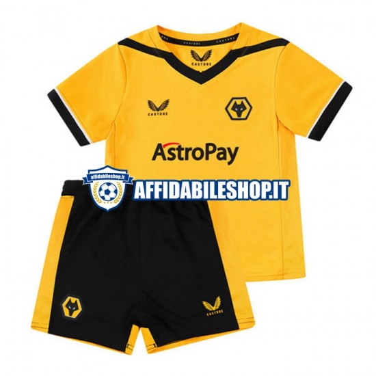 Maglia Wolverhampton Wanderers 2022-2023 Bambino 3-13 anni Manica Corta, Gara Home