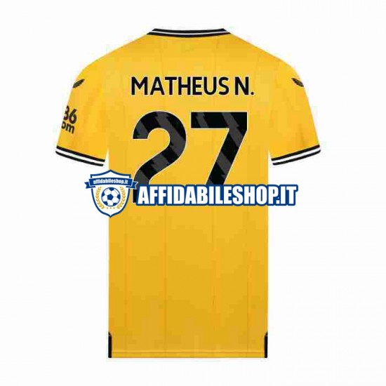 Maglia Wolverhampton Wanderers Matheus Nunes 27 2023-2024 Uomo Manica Corta, Gara Home