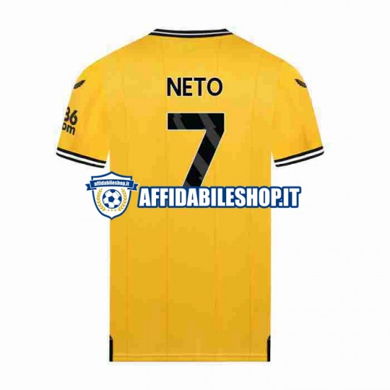 Maglia Wolverhampton Wanderers NETO 7 2023-2024 Uomo Manica Corta, Gara Home