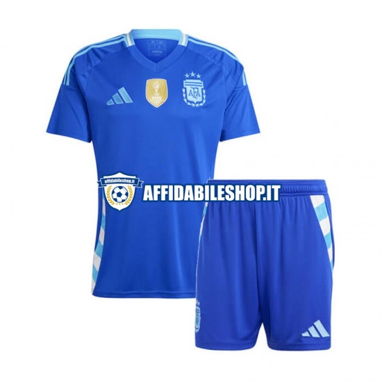 Maglia Argentina Blu Copa America 2024 Bambino 3-13 anni Manica Corta, Gara Away