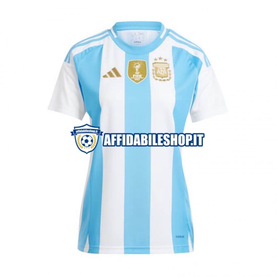 Maglia Argentina Blu Bianco Copa America 2024 Donna Manica Corta, Gara Home