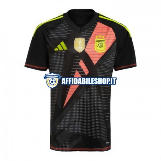 Maglia Argentina Portiere Nero Copa America 2024 Uomo Manica Corta, Gara Home