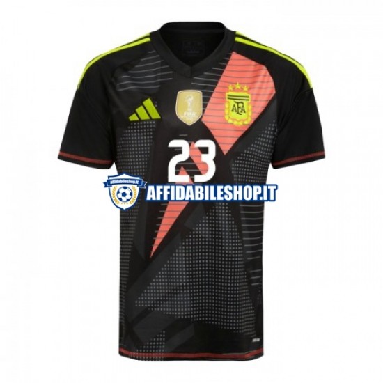 Maglia Argentina Portiere Nero Emiliano Martinez 23 Copa America 2024 Uomo Manica Corta, Gara Home