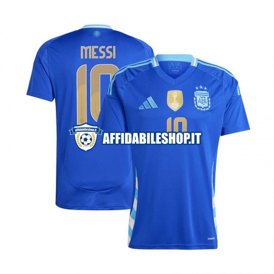 Maglia Argentina Blu Lionel Messi 10 Copa America 2024 Uomo Manica Corta, Gara Away