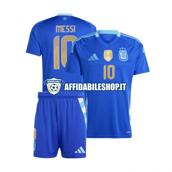 Maglia Argentina Blu Lionel Messi 10 Copa America 2024 Bambino 3-13 anni Manica Corta, Gara Away