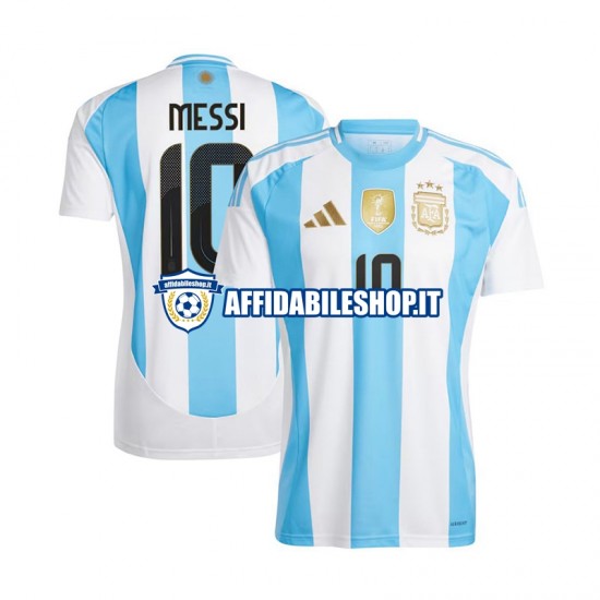 Maglia Argentina Blu Bianco Lionel Messi 10 Copa America 2024 Uomo Manica Corta, Gara Home