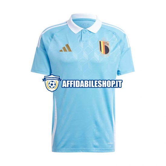 Maglia Belgio Blu Euro 2024 Uomo Manica Corta, Gara Away