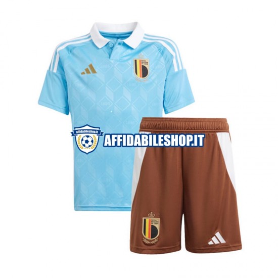 Maglia Belgio Blu Euro 2024 Bambino 3-13 anni Manica Corta, Gara Away