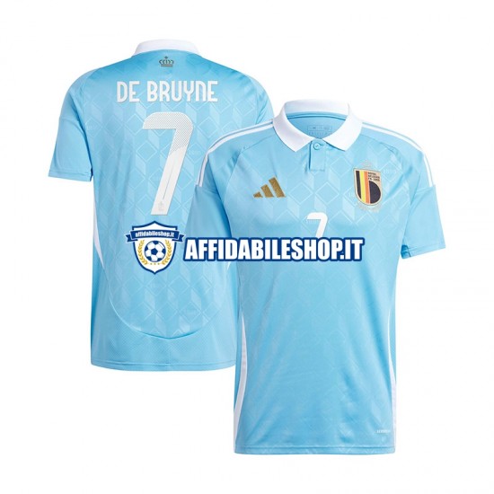 Maglia Belgio Blu De Bruyne 7 Euro 2024 Uomo Manica Corta, Gara Away