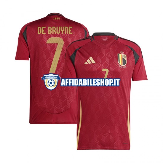 Maglia Belgio Rosso De Bruyne 7 Euro 2024 Uomo Manica Corta, Gara Home