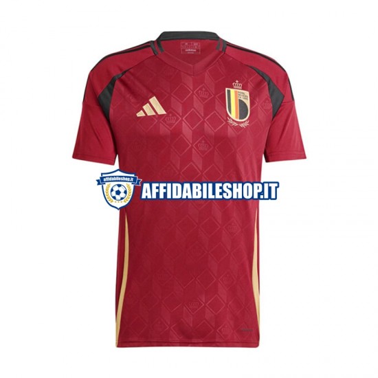 Maglia Belgio Rosso Euro 2024 Uomo Manica Corta, Gara Home