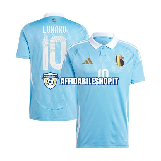 Maglia Belgio Blu Romelu Lukaku 10 Euro 2024 Uomo Manica Corta, Gara Away