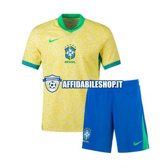 Maglia Brasile Copa America 2024 Bambino 3-13 anni Manica Corta, Gara Home