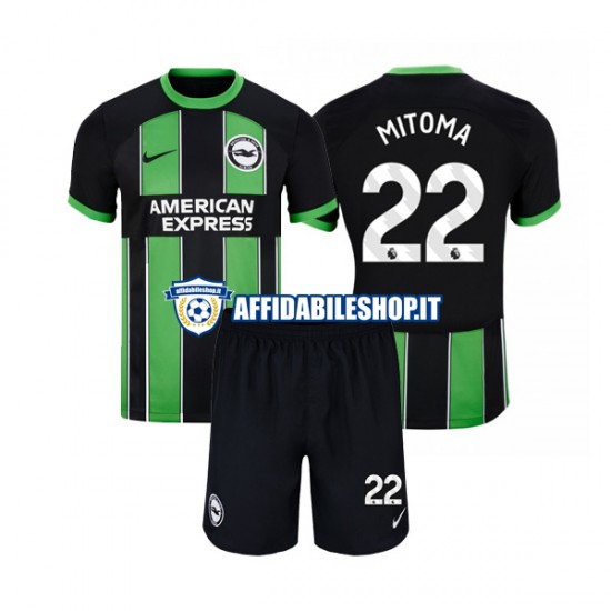 Maglia Brighton Hove Albion Mitoma 22 2023-2024 Bambino 3-13 anni Manica Corta, Gara Away