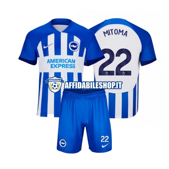 Maglia Brighton Hove Albion Mitoma 22 2023-2024 Bambino 3-13 anni Manica Corta, Gara Home