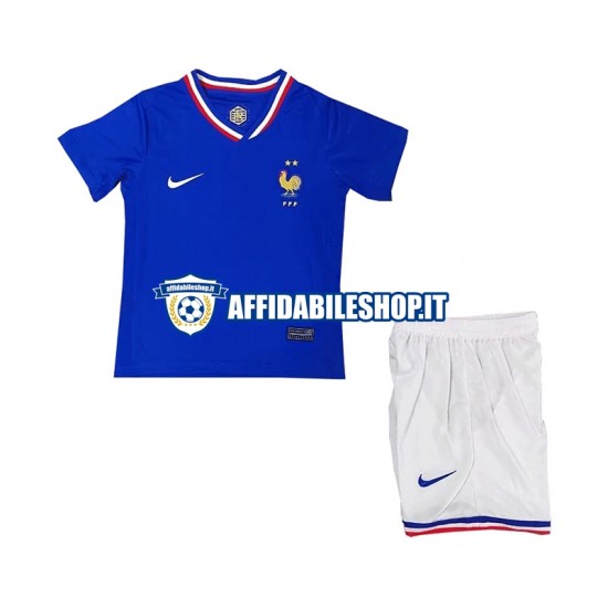 Maglia Francia Blu Euro 2024 Bambino 3-13 anni Manica Corta, Gara Home