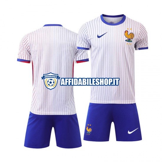 Maglia Francia Bianco Euro 2024 Bambino 3-13 anni Manica Corta, Gara Away