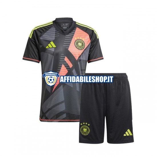 Maglia Germania Portiere Nero Euro 2024 Bambino 3-13 anni Manica Corta, Gara Home