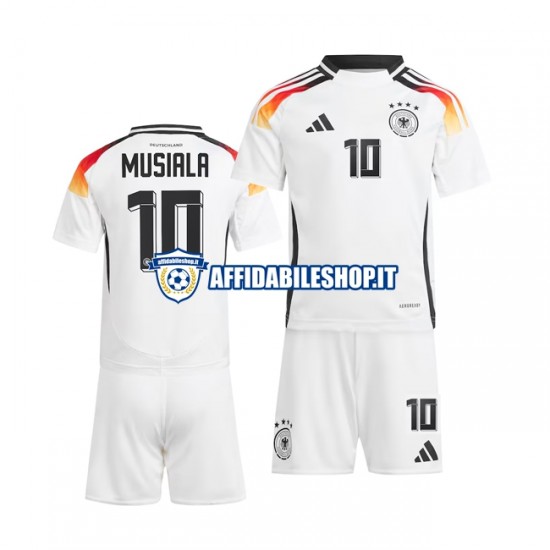 Maglia Germania Bianco Jamal Musiala 10 Euro 2024 Bambino 3-13 anni Manica Corta, Gara Home