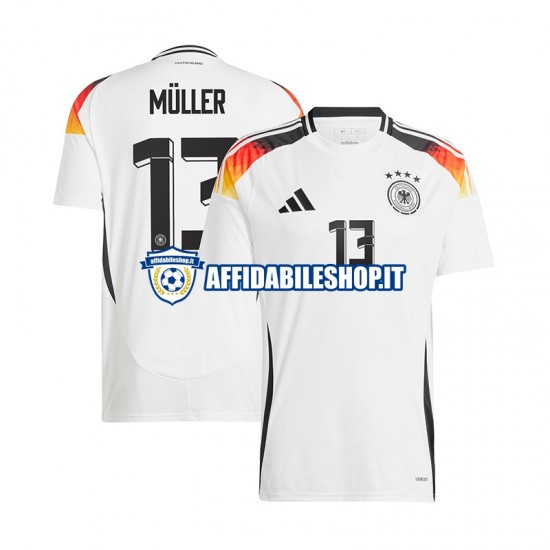 Maglia Germania Bianco Thomas Muller 13 Euro 2024 Uomo Manica Corta, Gara Home